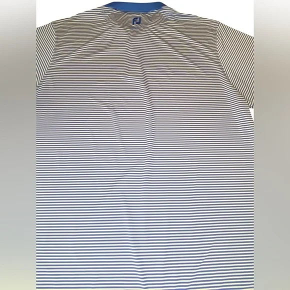 FootJoy Classic Fit Lisle Blue Gray Striped Polo Men’s XL Stretch ProDry Golf - Picture 3 of 8